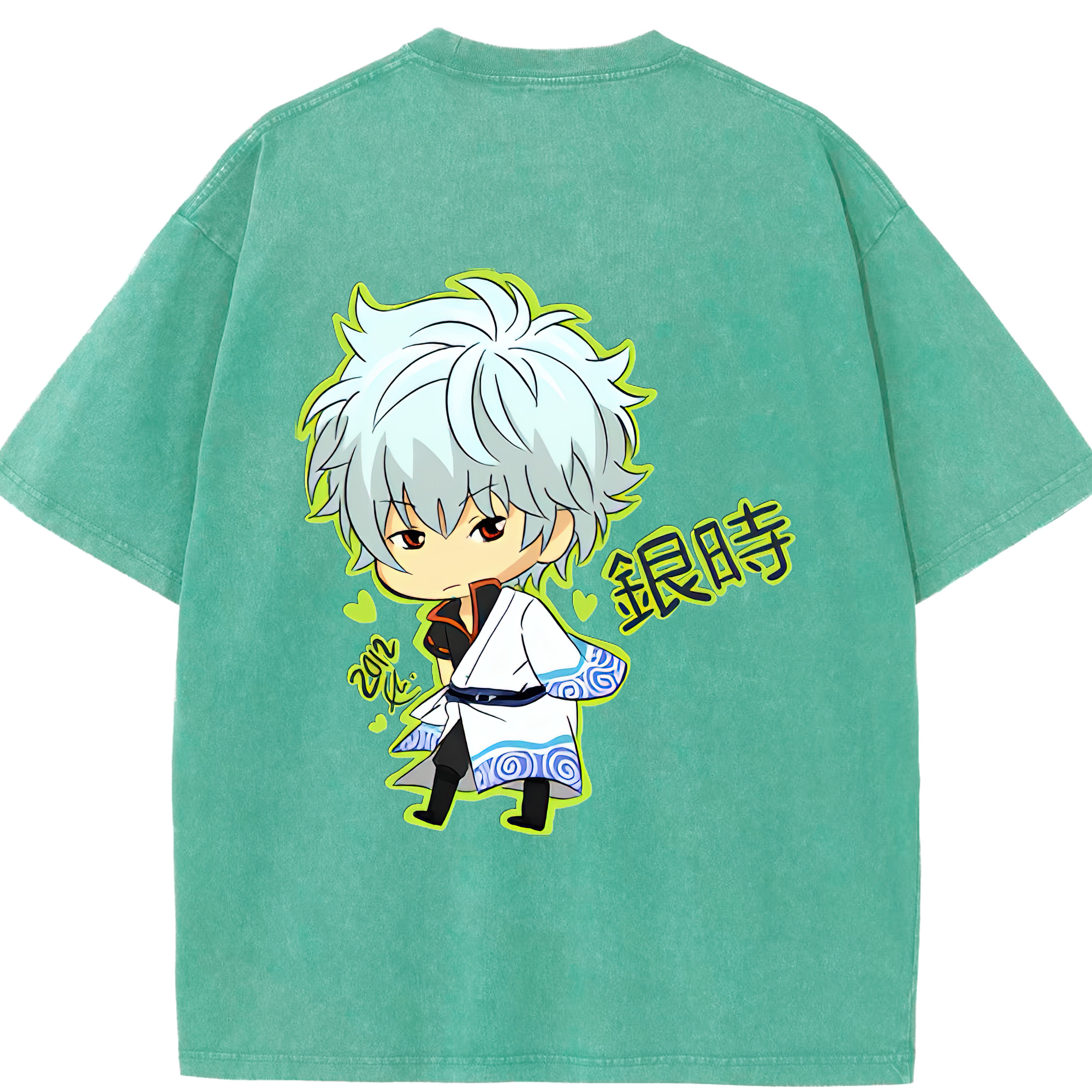 （画像用） ぎんたま 坂田銀時（さかたぎんとき） 神楽 志村新八（しむら しんぱち） GINTAMA Sakata Gintoki Kagura Shimura Shinpachi 綿100% ヴィンテージ風 半袖Tシャツ（背面プリント）
